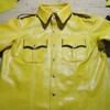 Yellow Leather Piping Shirt - Leather Shirts