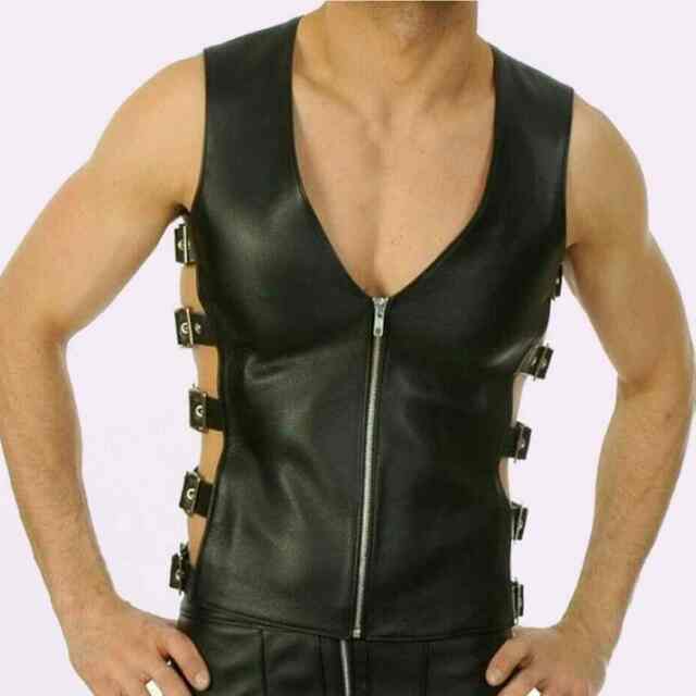 Leather Buckle Vest Leather Vest