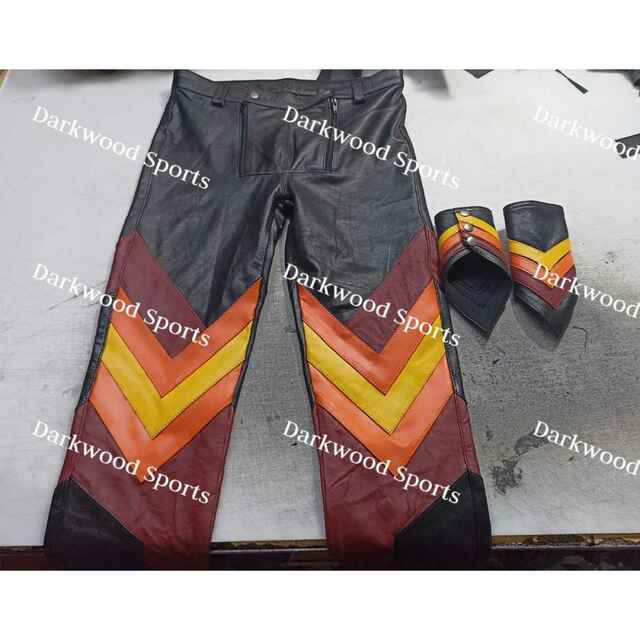 Leather Rubber Flag Pants with cuffs Leather Chaps