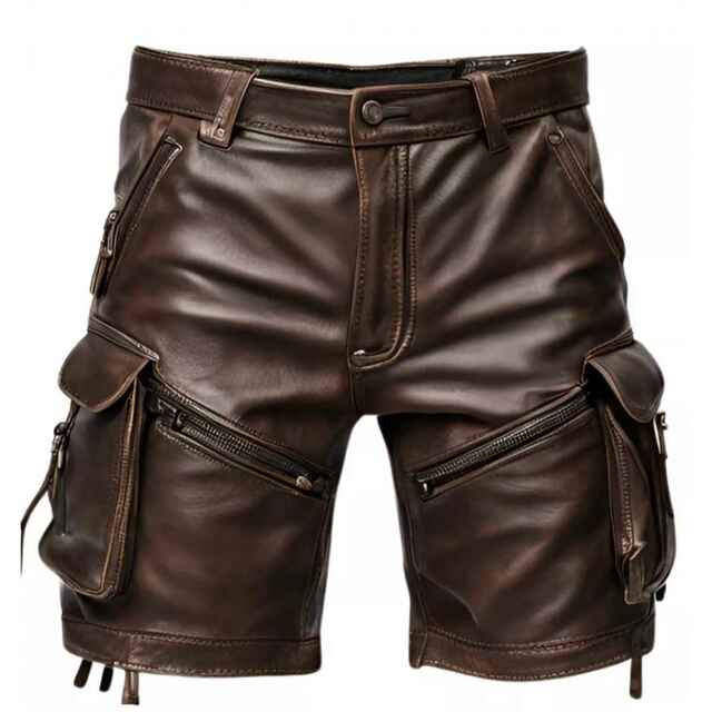 Leather Cargo Shorts Cafe Racer Leather Chaps