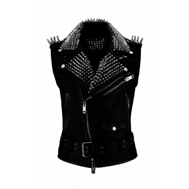Leather Vest Jacket spike Leather Jacket