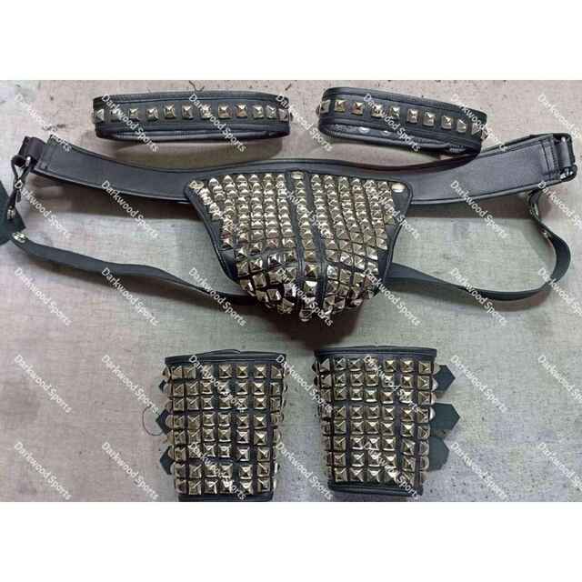 Leather Stud Jockstrap with cuffs and bands Leather Boots,Caps,Flogger,Gloves,Harness,Jockstrap,Sling