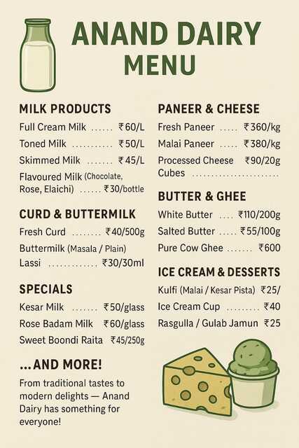 anand dairy menu Picture Box