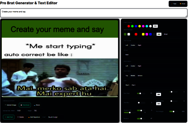 Pro Brat Generator-Text Generator-Meme Creatror Pro Brat Generator