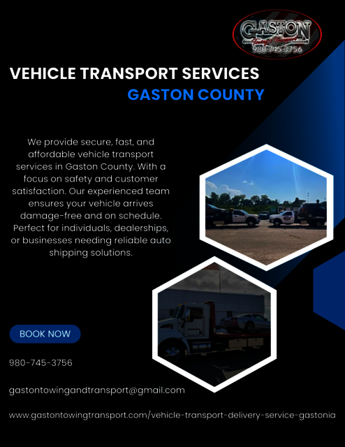 Black and Blue Modern Car Sale Flyer Vehicle Transport Gaston County