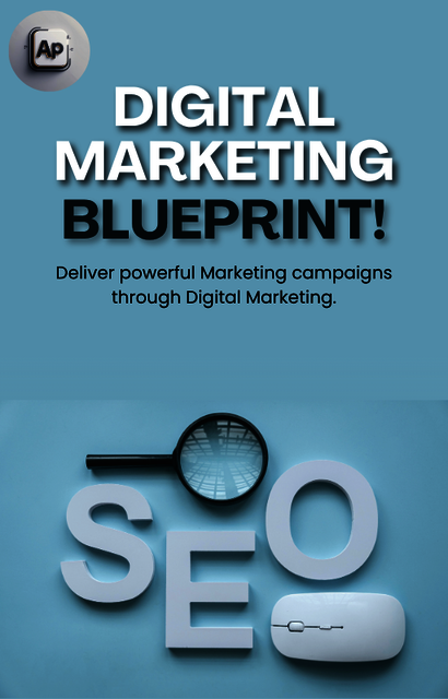 Blue and White Minimal Digital Marketing Blueprint Picture Box