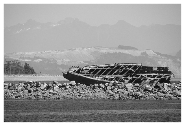 Royston Wreck 2025 1 Black & White and Sepia