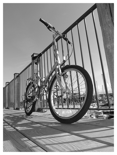 Bike at the Docks 2025 1 Black & White and Sepia
