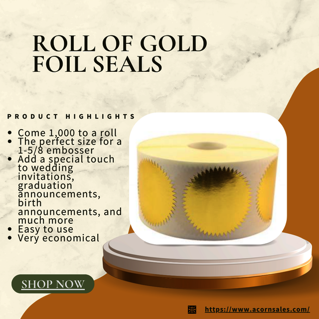 Roll of Gold Foil Seals Picture Box