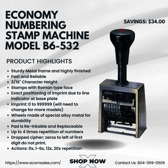 Economy Numbering Stamp Machine Model Picture Box