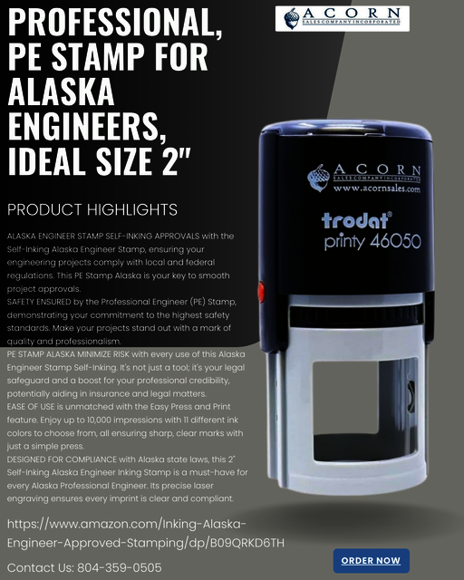 Professional, PE Stamp for Alaska Engineers, Ideal Professional, PE Stamp for Alaska Engineers, Ideal Size 2"