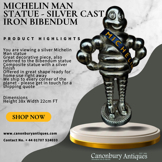 Michelin Man Statue - Silver Cast Iron Bibendum Michelin Man Statue - Silver Cast Iron Bibendum