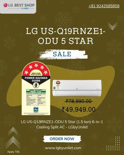 LG US-Q19RNZE1-ODU 5 Star AC at LG by Unilet  Pric LG US-Q19RNZE1-ODU 5 Star AC at LG by Unilet | Price & Features