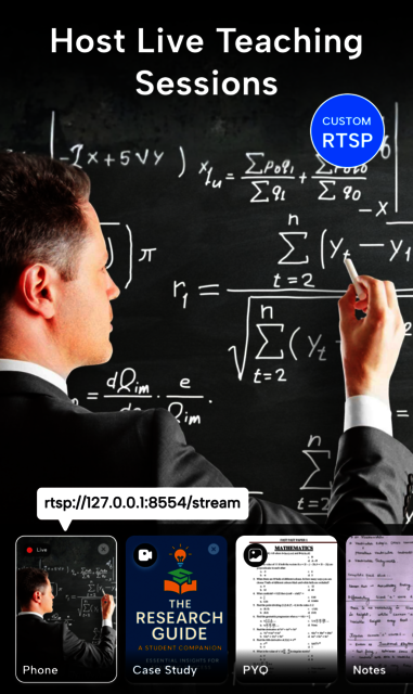 Professional mobile stream dashboard for educators streamycam