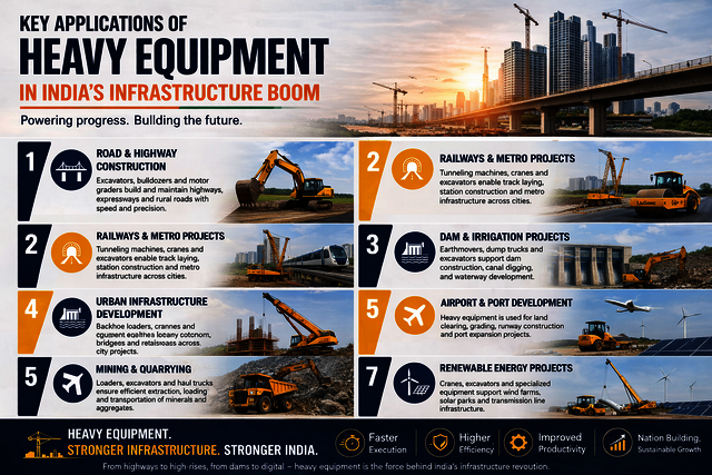 Key Applications of Heavy Equipment in India’s Picture Box