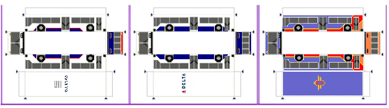 Buses-US,Delta,Southwest - 