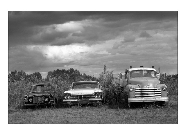 Sasketechwan old cars Black & White and Sepia