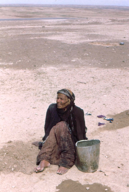 Iraq, woman in the dessert Afghanstan 1971, on the road
