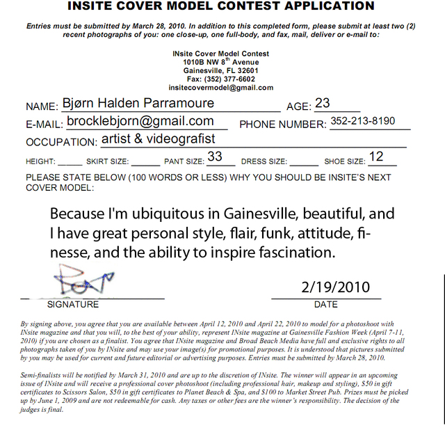 insite cover model contest application random junks