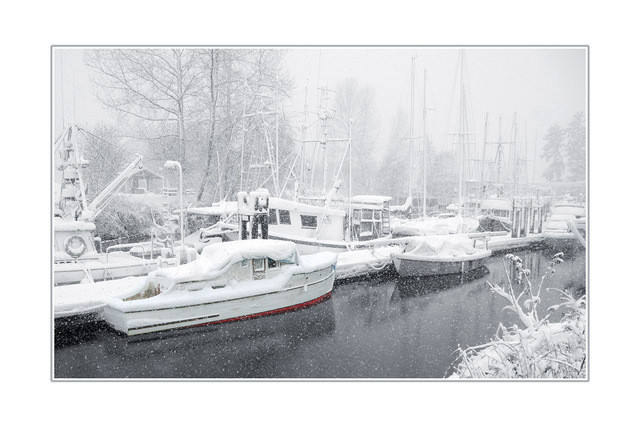 snow and boats Comox Valley