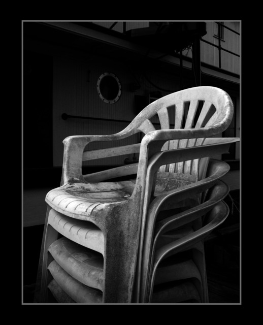 stacked chairs Black & White and Sepia
