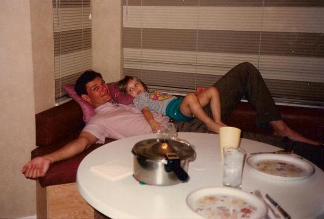 dad and lorraina lounging Dad