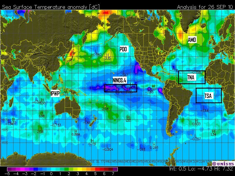 SSTA globali mappa - 