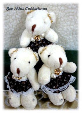 3 Bears in Fancy Dark Brown Dress Bouquet - 185 - 