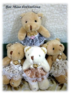 4 Bears in Fancy Grey & Light Brown Dress Bouquet- - 