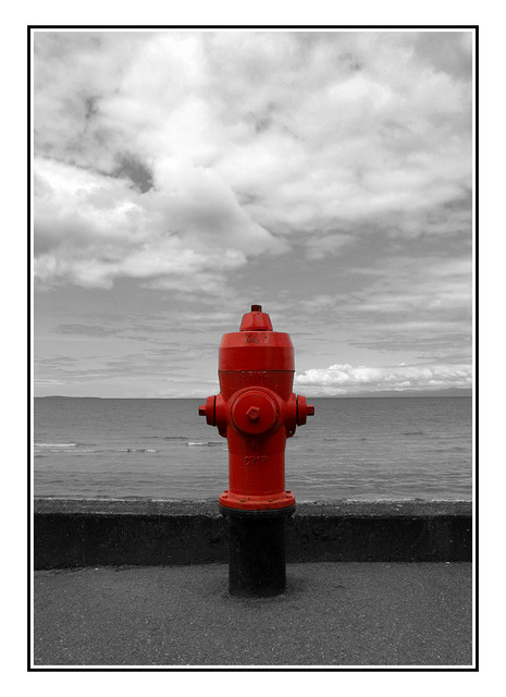 hydrant at the beach Black & White and Sepia