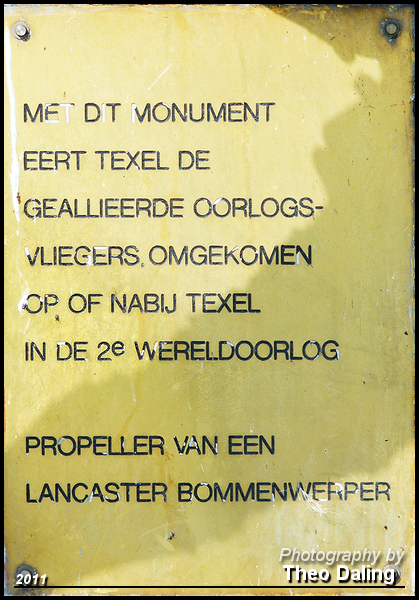 Gedenkplaat lancaster Texel Dagje Texel 21-8-2011
