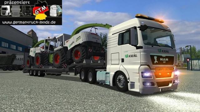 gts MAN TGX + 3 asser dieplader + landbouwmach AXI  ETS & GTS