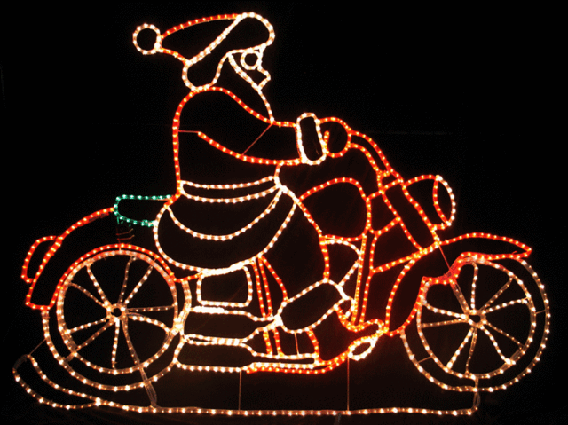 Santa on motorcycle (GIF groot) Yozh Picture Box