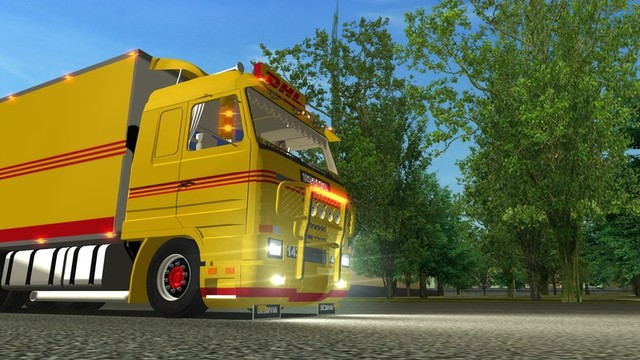 ets  Scania 143M 450 BDF + Tandem DHL verv sc A re ETS COMBO'S