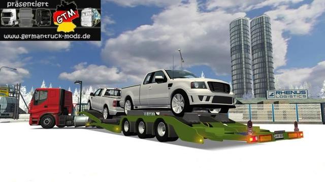 gts Tirsan trailer with 2 Saleen Trucks by Syncron GTS TRAILERS