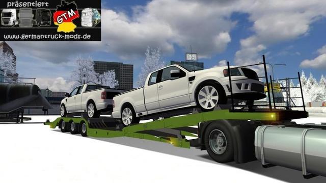 gts Tirsan trailer with 2 Saleen Trucks by Syncron GTS TRAILERS