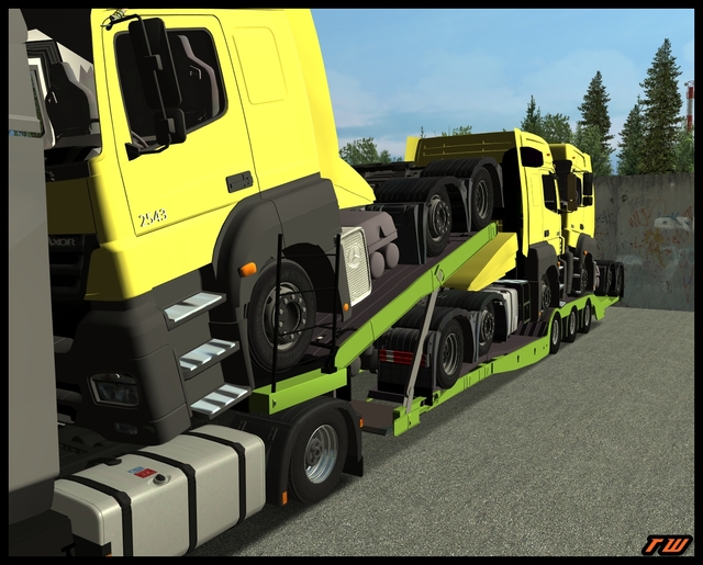 gts trucktransporter met 3 Mercedes Axor by Rockwe GTS TRAILERS