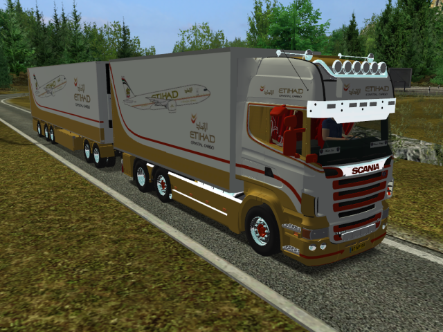 ets Etihad Scania R620 + Dolly Trailer by Freddy J ETS COMBO'S