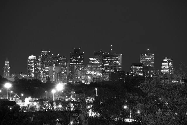Boston, viewed from Tufts' Tisch Library roof Travels in Black & White