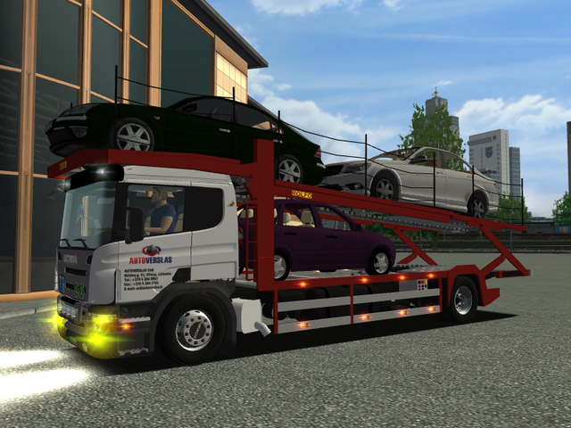 ets AUTOVERSLAS Scania P380 autotransporter + tand ETS COMBO'S