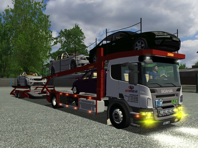 ets AUTOVERSLAS Scania P380 autotransporter + tand ETS COMBO'S