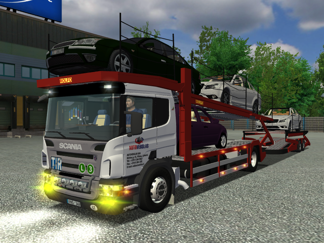 ets AUTOVERSLAS Scania P380 autotransporter + tand ETS COMBO'S